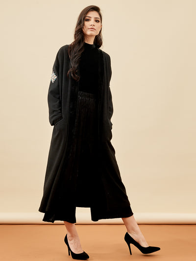  Knitted Black Cape with Crystal Motifs | Modern Modest Fashion inspired by Cosmopolitan Saudi Arabia Life