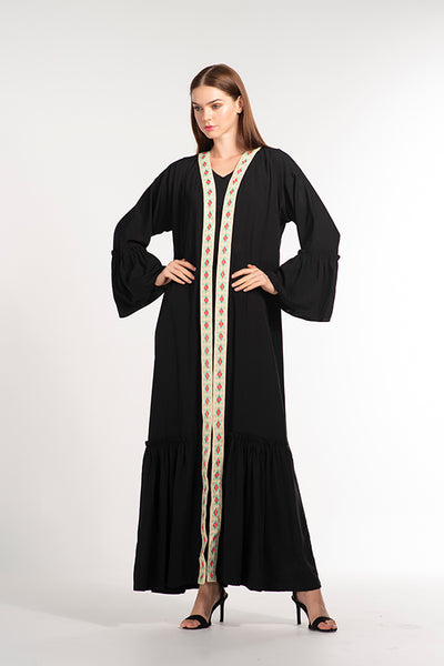 Open Abaya | Black Abaya | Elegant Modest Dress | Elegant Abaya Dress