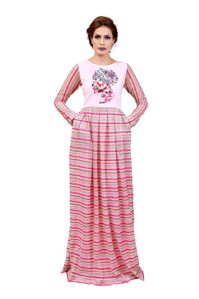 Chenille boutique pink maxi dress modest
