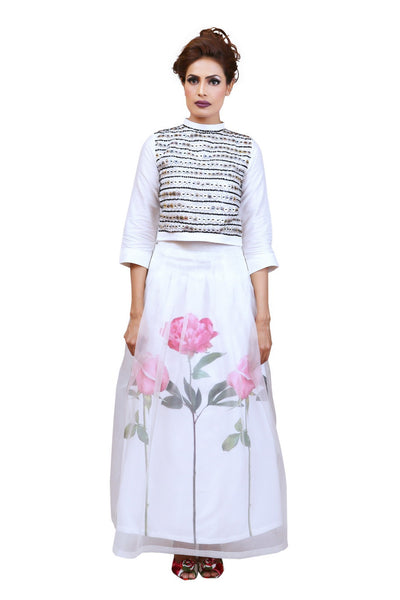 Chenille boutique rose skirt & crop top